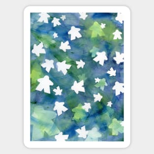 Blue Meeple People Abstract Watercolor | Game Night Sticker